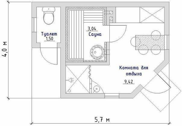 Проект сауны «Банька» на 4 человека. Проект сауны «Банька» на 4 человека.